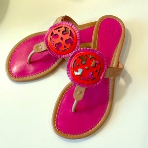 Tory Burch Miller Fringe in Fushia and Poppy